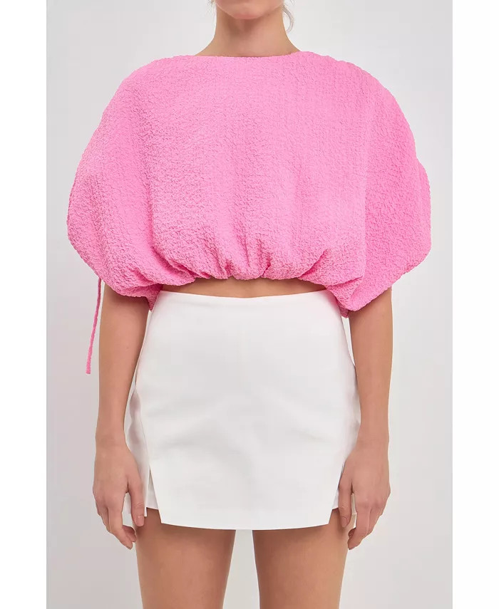 Women's Voluminous Cropped Top with Drawstring detail | Macy's