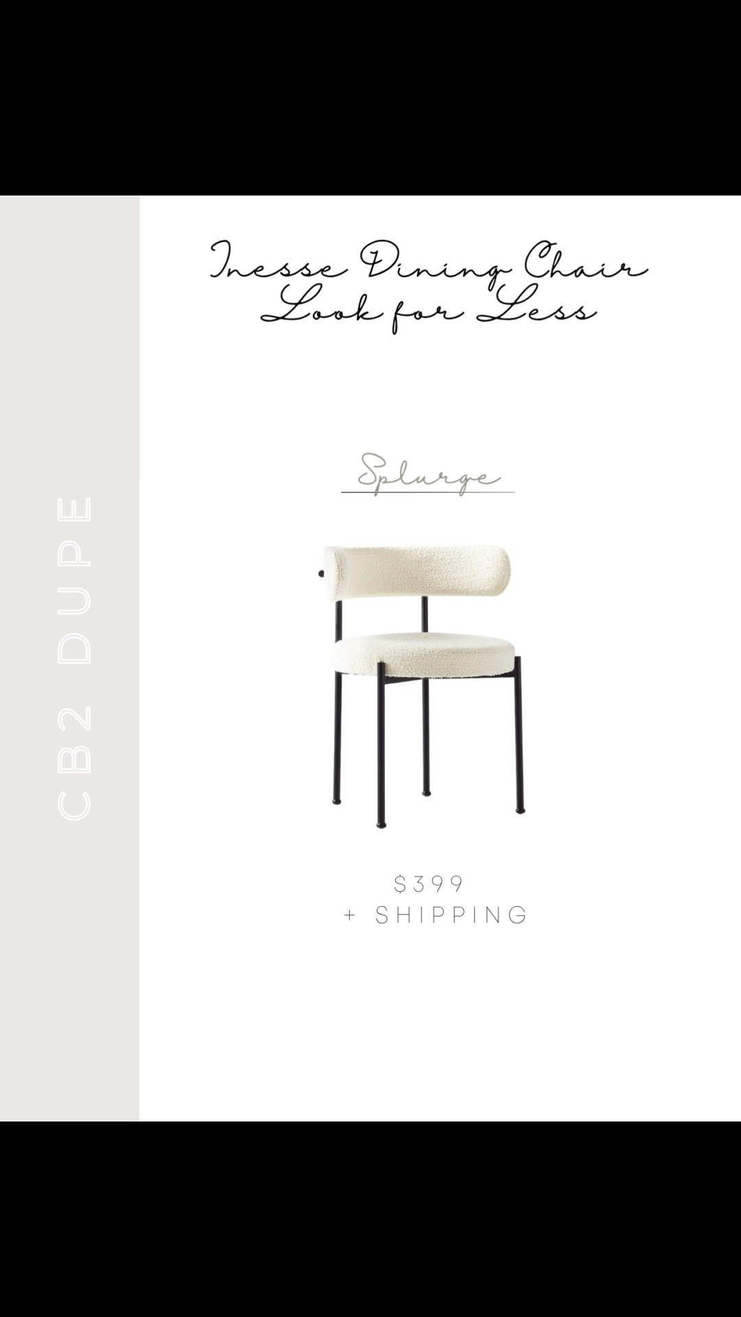 CB2 Dupe | CB2 Inesse Boucle Dining Chair | CB2 Inesse Ivory Boucle Dining Chair Dupe | CB2 Dining Room | CB2 Dining Room Ideas | CB2 Dining Room Chairs | CB2 Dining Room Inspiration | Modern Dining Room | Modern Dining Room Chairs | Modern Dining Room Ideas | Modern Dining Room Design | Modern Dining Room Furniture | Boucle Dining Chairs | Modern Dining Chair Ideas | CB2 Look for Less | CB2 Inspired | CB2 Look Alike



#LTKStyleTip #LTKSaleAlert #LTKHome