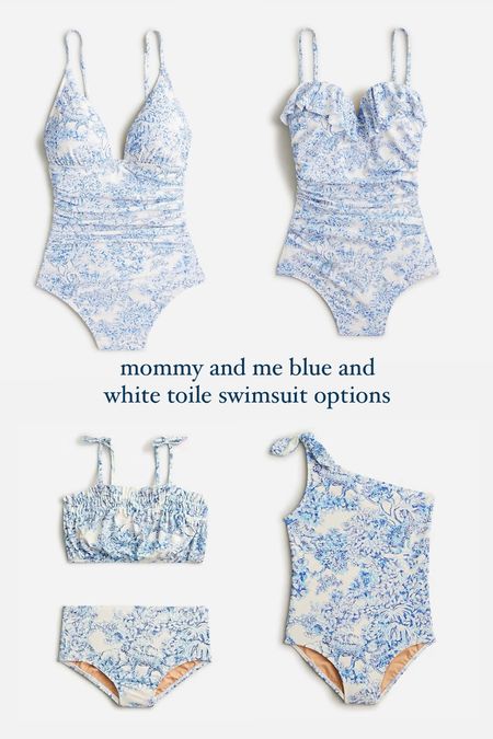 The cutest grandmillennial blue and white toile swimsuits for mommy and me! In my experience j.crew swimsuits run tts

#LTKfamily #LTKswim #LTKkids