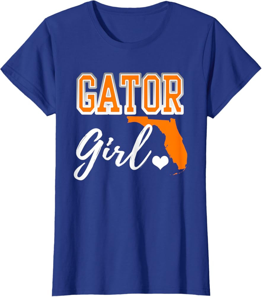 Gator Girl Florida Heart Map Shape Souvenir Gift for Women T-Shirt | Amazon (US)