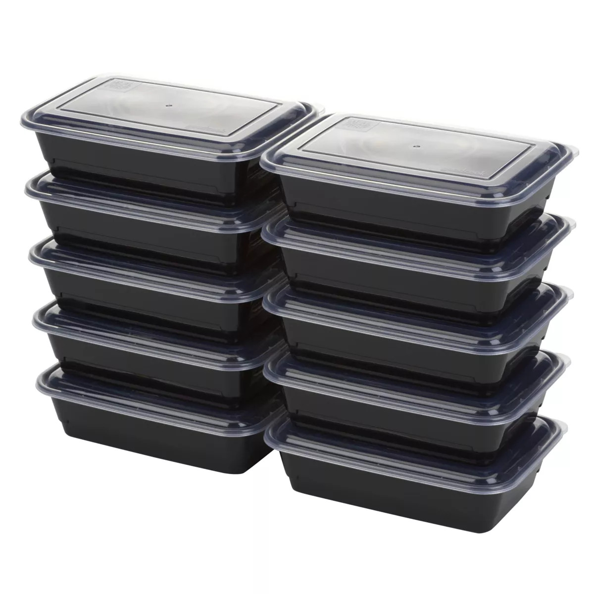GoodCook Meal Prep 1 Compartment Rectangle Black Containers + Lids - 10ct | Target