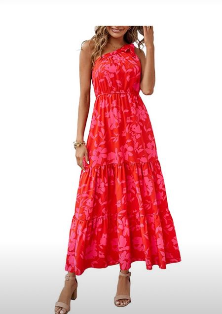 PRETTYGARDEN Women's Floral Maxi Dress | Knot One Shoulder Sleeveless Ruffle Hem Flowy Boho Dress 😍

#LTKfindsunder100 #LTKstyletip #LTKfindsunder50