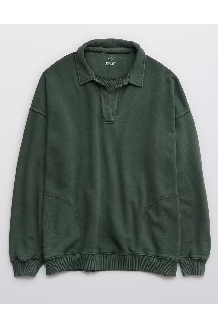 Aerie Happy Henley Everyday Polo Sweatshirt | American Eagle Outfitters (US & CA)