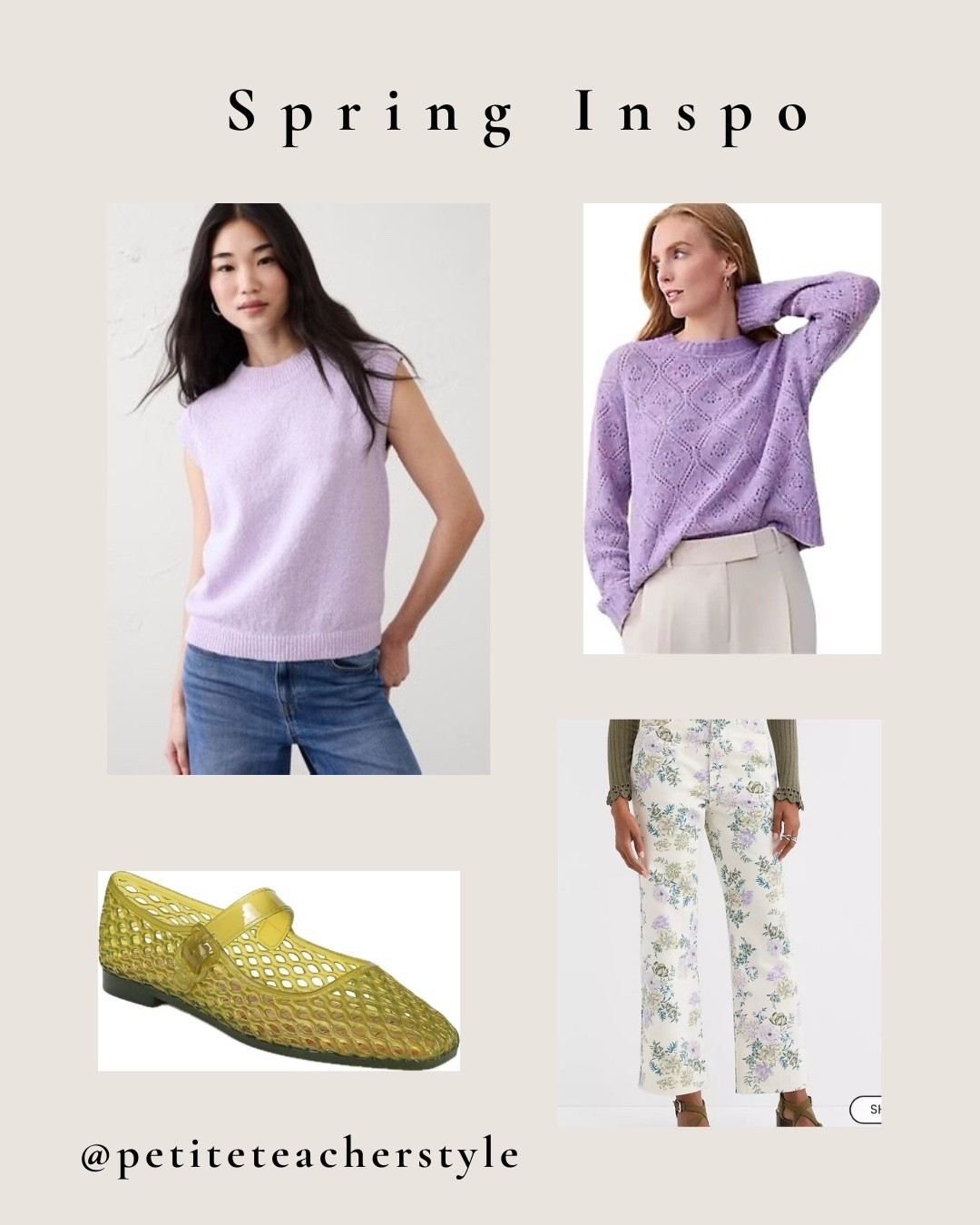 Spring Outfit Idea 💜🍃





LOFT Sale | Banana Republic Factory | Ann Taylor | Sam Edelman Michaela mary jane flats | floral pants | petite pants | lavender sweater 





#LTKootd #LTKWorkwear #LTKgrwm