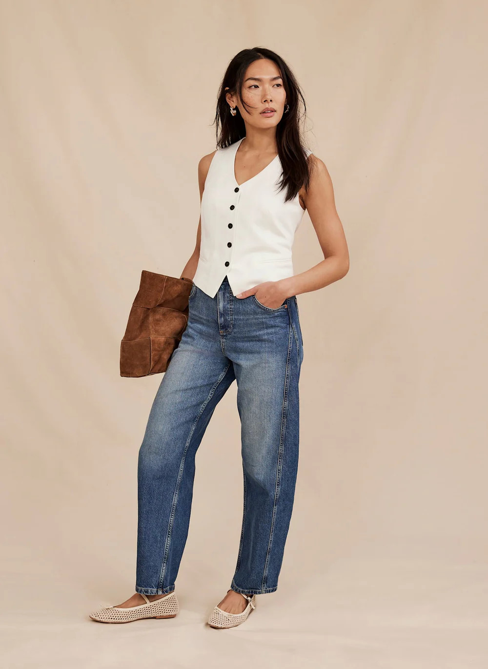 Mid Indigo Barrel Leg Jeans | Mint Velvet