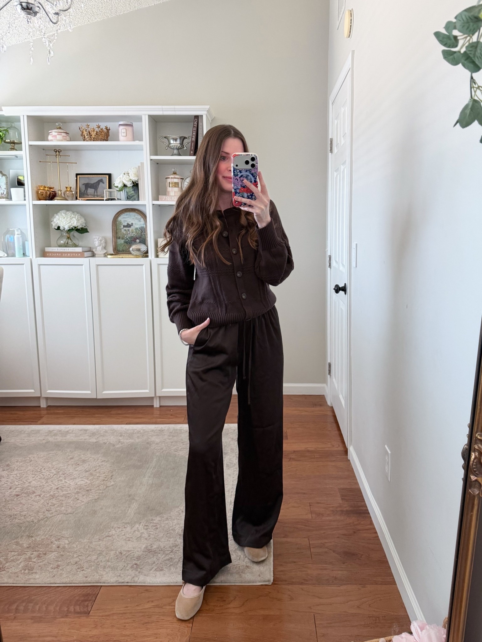 Abercrombie sale 🤎 S in cardigan, XS in satin pants
