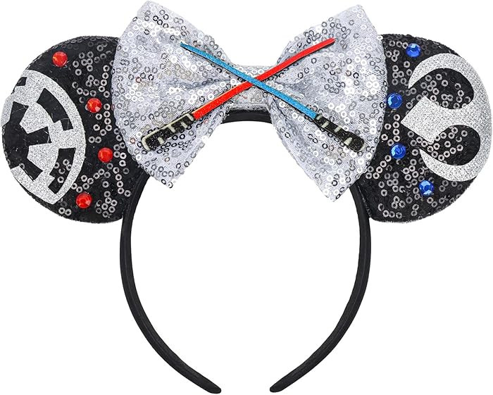 Diadema con orejas de rat\u00f3n, diadema de lentejuelas con orejas de estrella para mujeres adul... | Amazon (US)
