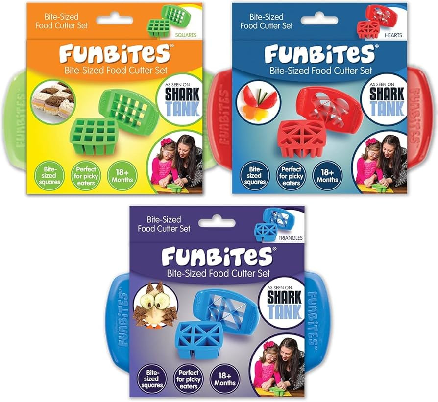 Food Cutter Set, Green Squares, Red Hearts, Blue Triangles | Amazon (US)