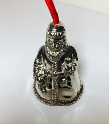 Vintage Silver Plate Santa Bell Ringer Christmas Ornament Silver Santa Claus | eBay US