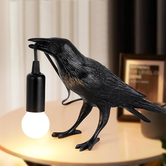 Crow Lamp Raven Table Lamp with Bulb, Crow Light - Gothic Halloween Decor for Bedside Bedroom Liv... | Amazon (US)