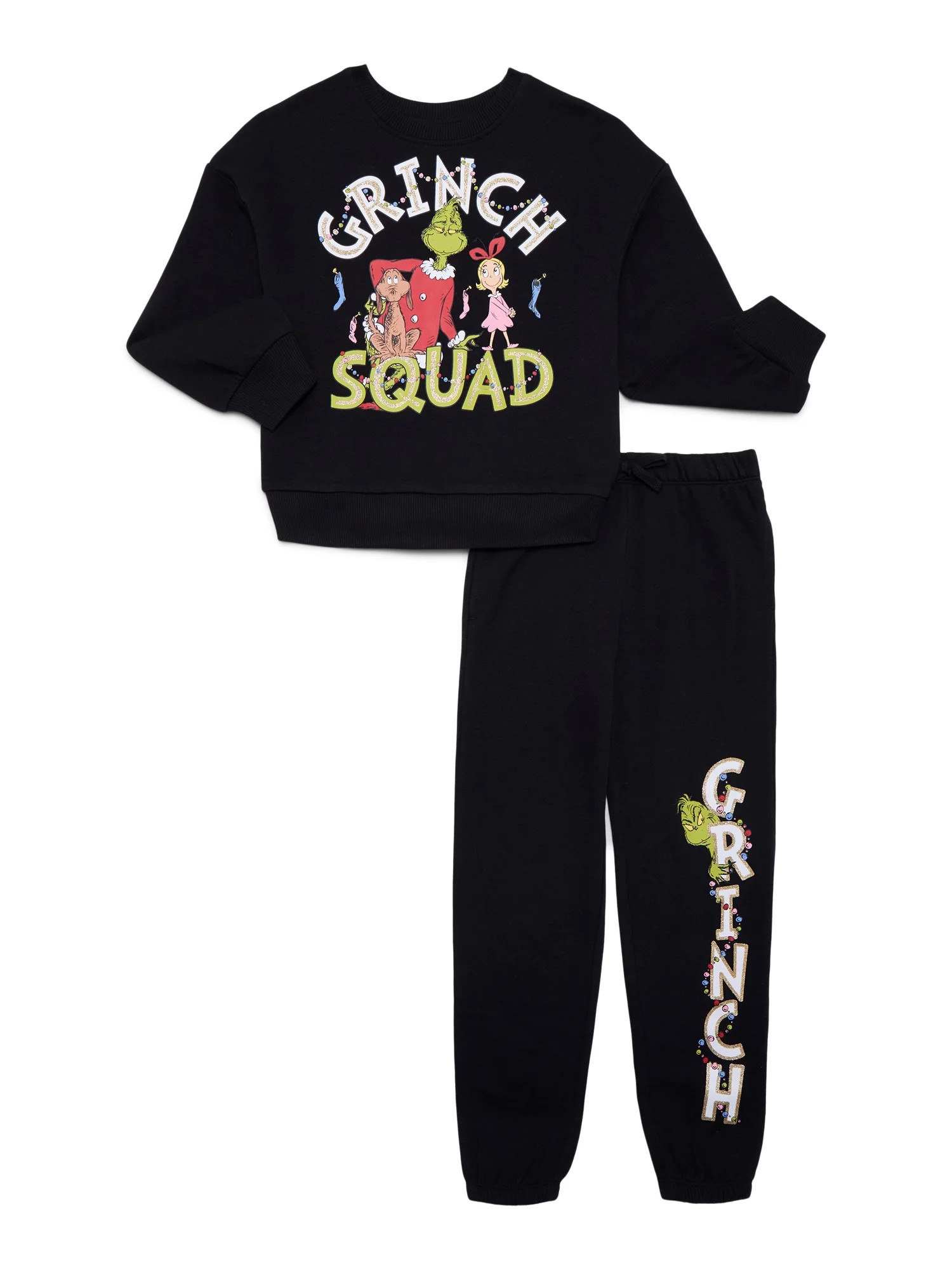 Dr Seuss the Grinch Girls Graphic Sweatshirt and Joggers Set, 2 Piece, Sizes 4-18 | Walmart (US)