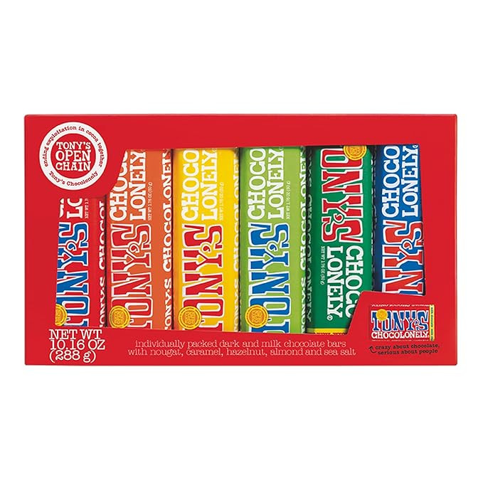 Tony's Chocolonely Chocolate Bar Variety Pack - Milk, Dark, Nougat, Caramel, Hazelnut, Almond & S... | Amazon (US)