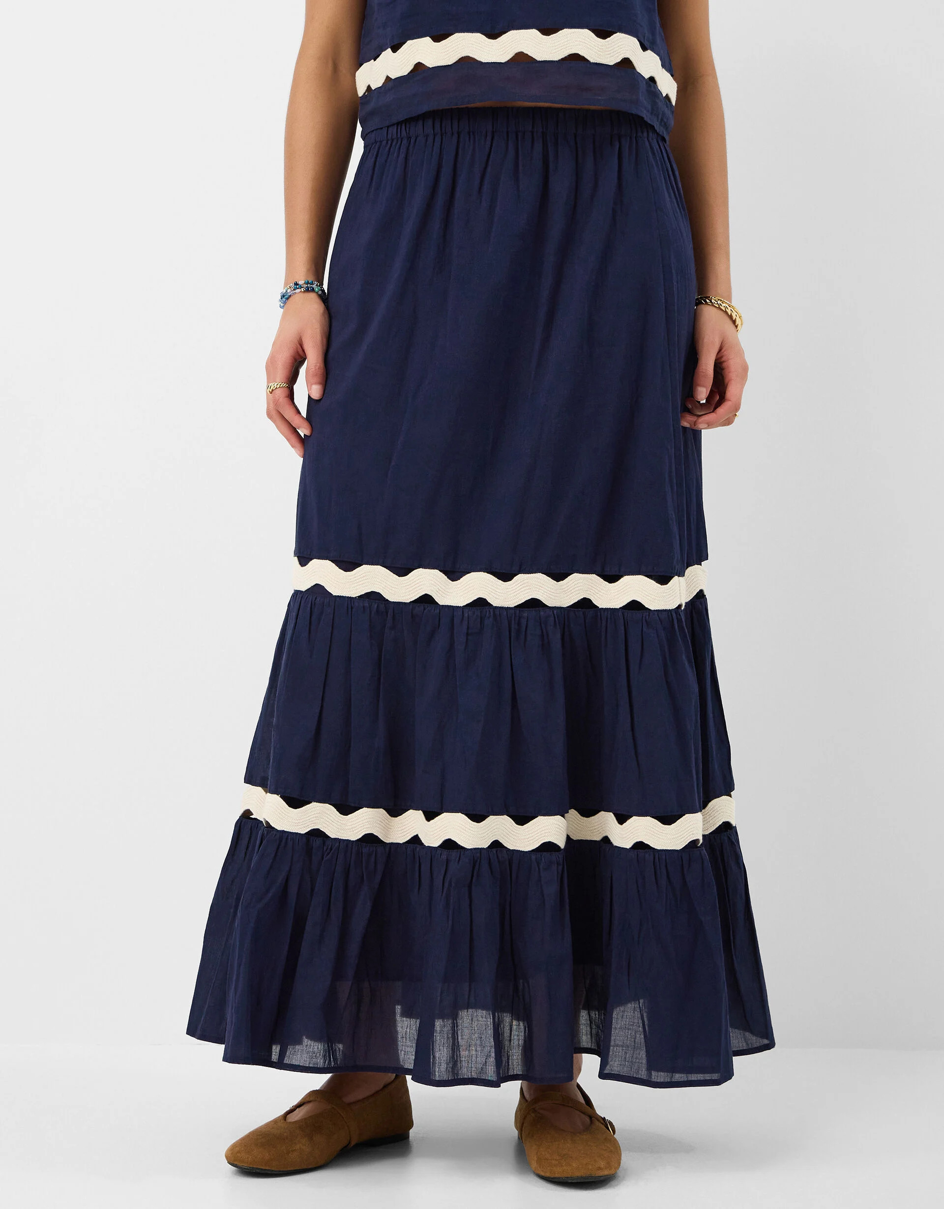 Ric Rac Tiered Maxi Skirt Blue | Accessorize (Global)