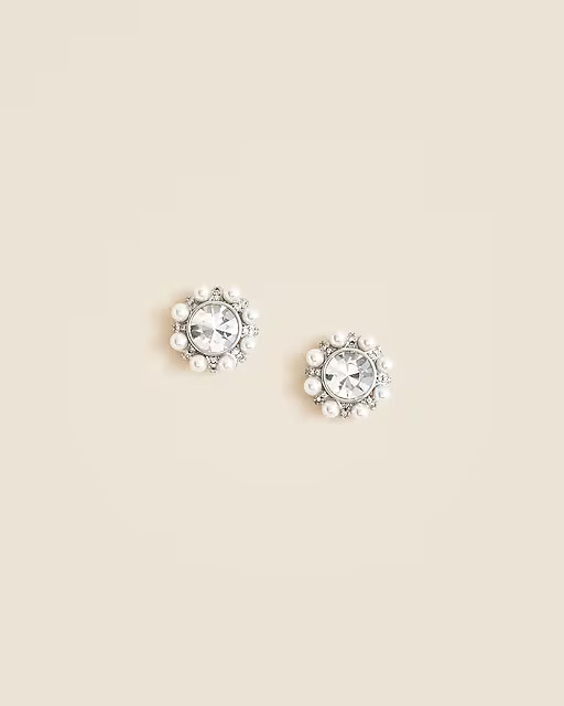 Crystal and pearl button earrings | J. Crew US