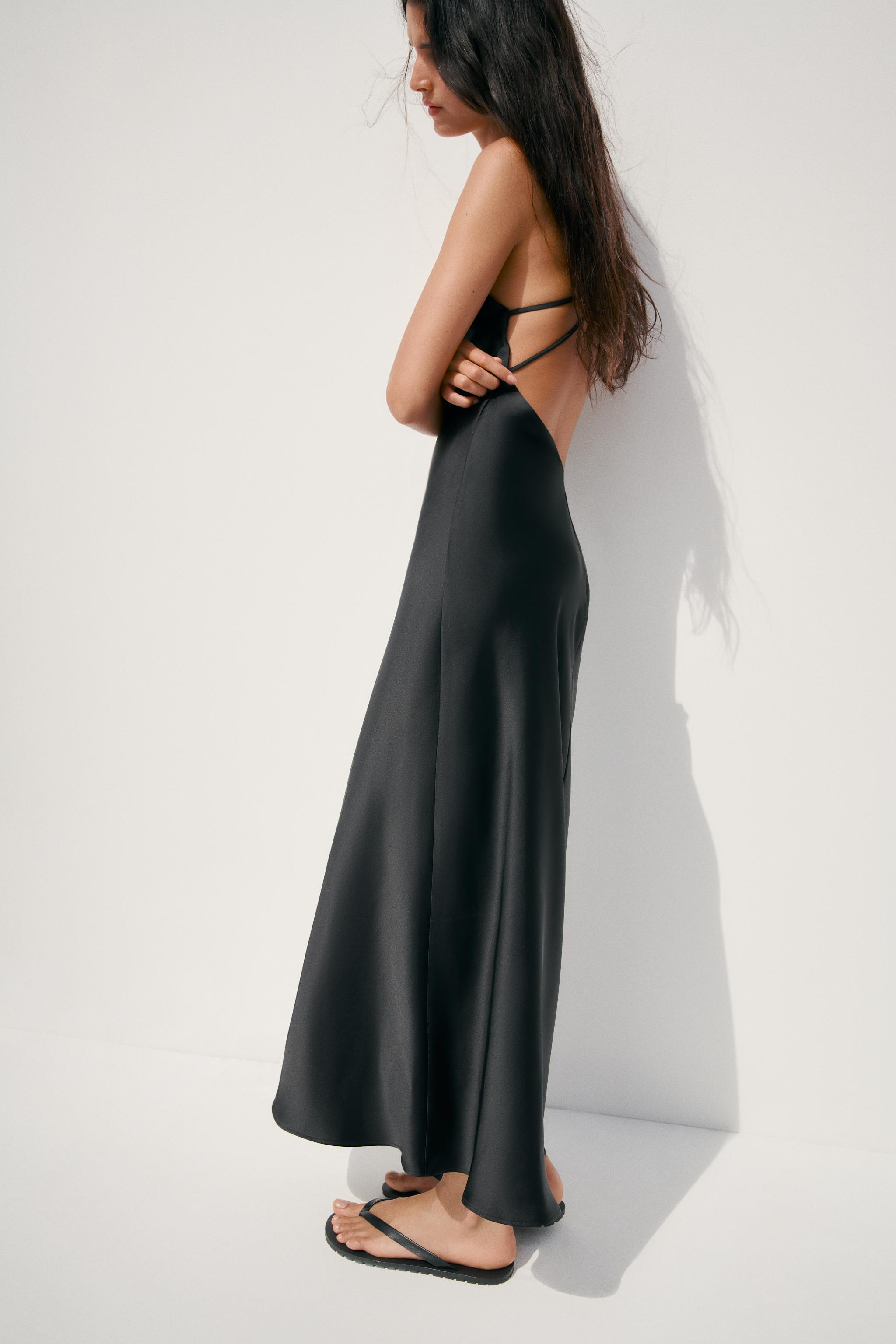 SATIN MIDI DRESS WITH STRAPPY BACK | Zara US