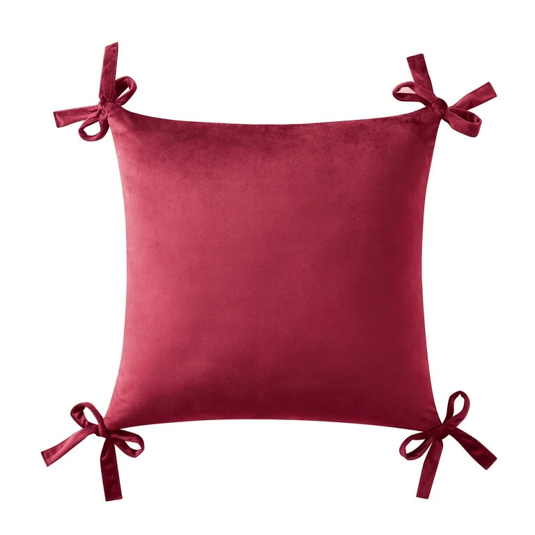 My Texas House 20" x 20" Red Velvet Bow Decorative Pillow Cover | Walmart (US)