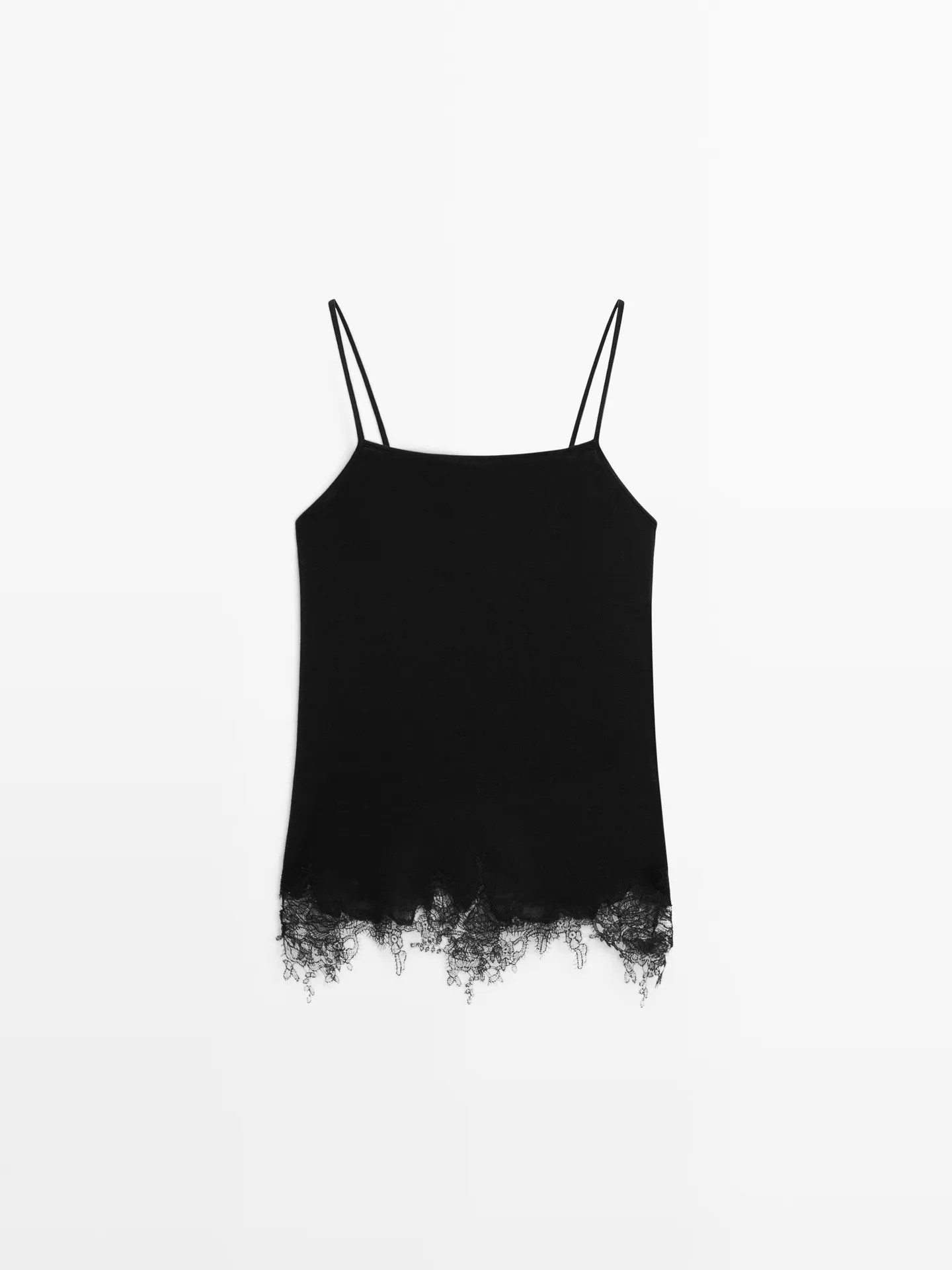 Camisole top with lace detail | Massimo Dutti UK