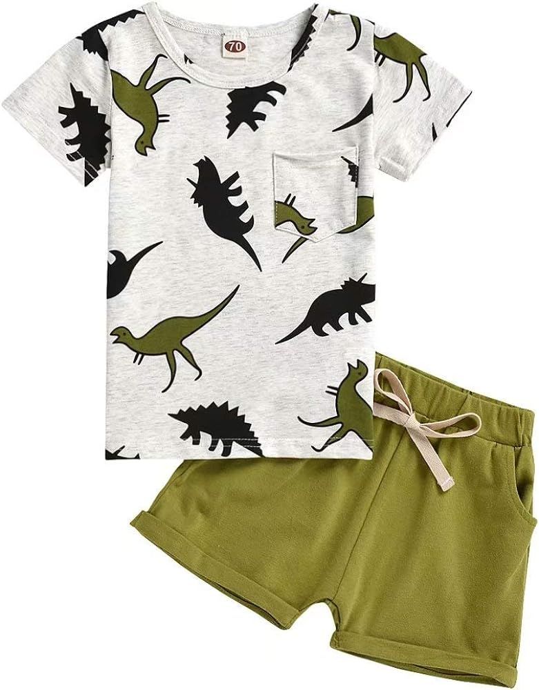 Toddler Baby Boy Clothes Boys Summer Outfits Dinosaur T-Shirt & Shorts Set 6 Months-5T | Amazon (US)