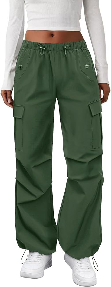 Cargo Pants Women Elastic Waisted Parachute Hiking Pants with Pockets Water-Resistant Lightweight... | Amazon (US)
