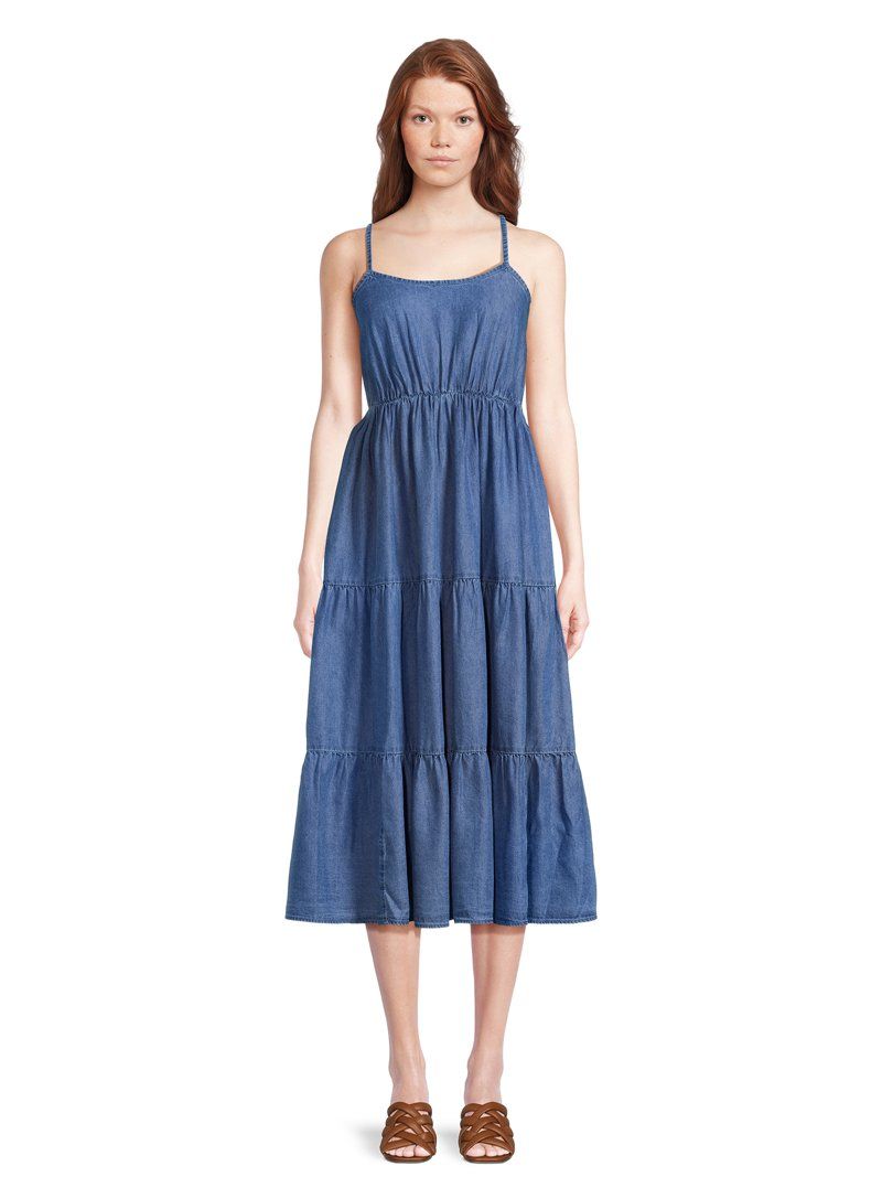 Time & Tru Women's Spaghetti Tiered Dress | Walmart (US)