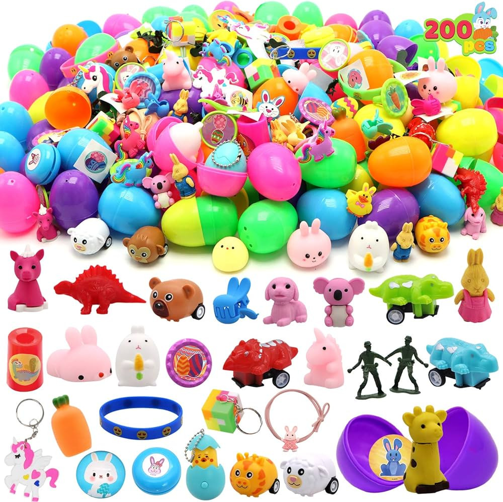 JOYIN 200 Pcs Prefilled Easter Eggs with Novelty Toys and Stickers, Filling Treats, Easter Eggs H... | Amazon (US)