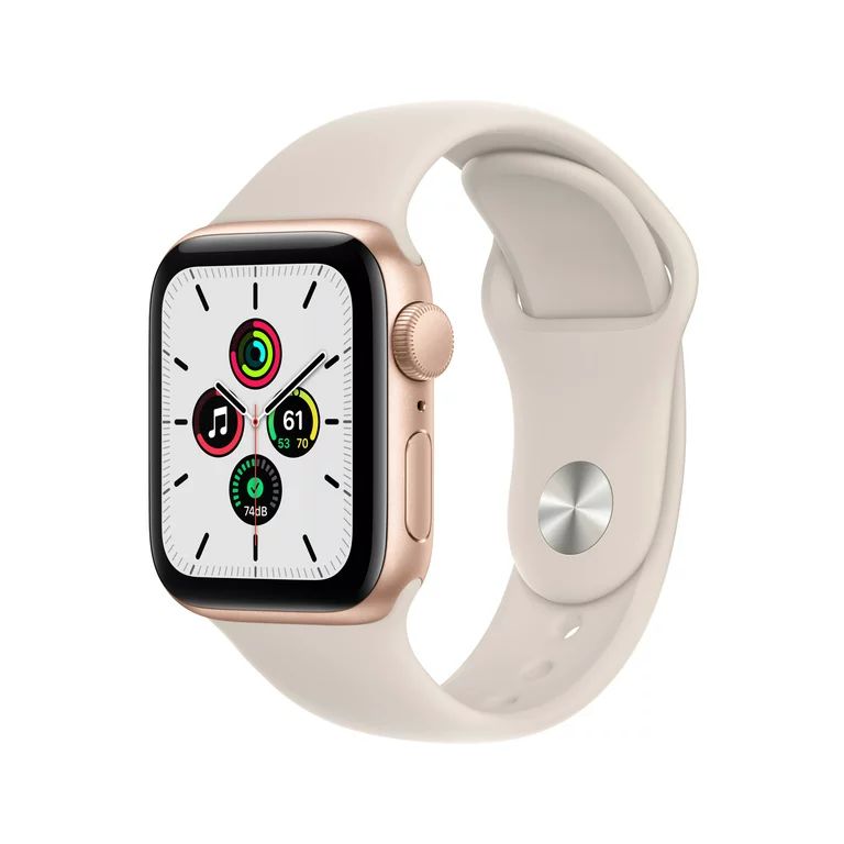 Apple Watch SE (1st Gen) GPS, 40mm Gold Aluminum Case with Starlight Sport Band - Regular | Walmart (US)