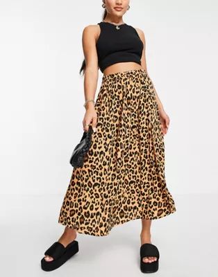 Vila midi skirt in leopard print | ASOS (Global)