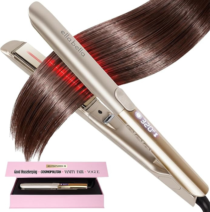 ELLA BELLA\u00ae Titanium Flat Iron Hair Straightener Slim with Infrared | Amazon (US)