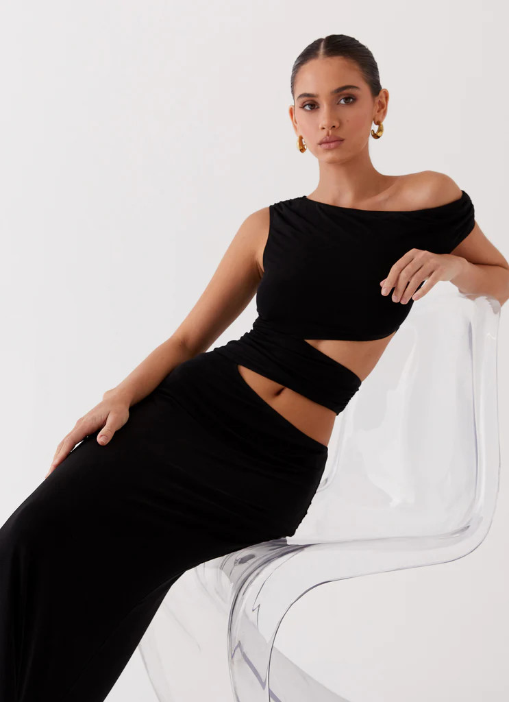 Margot One Shoulder Maxi Dress - Black | Peppermayo (Global)