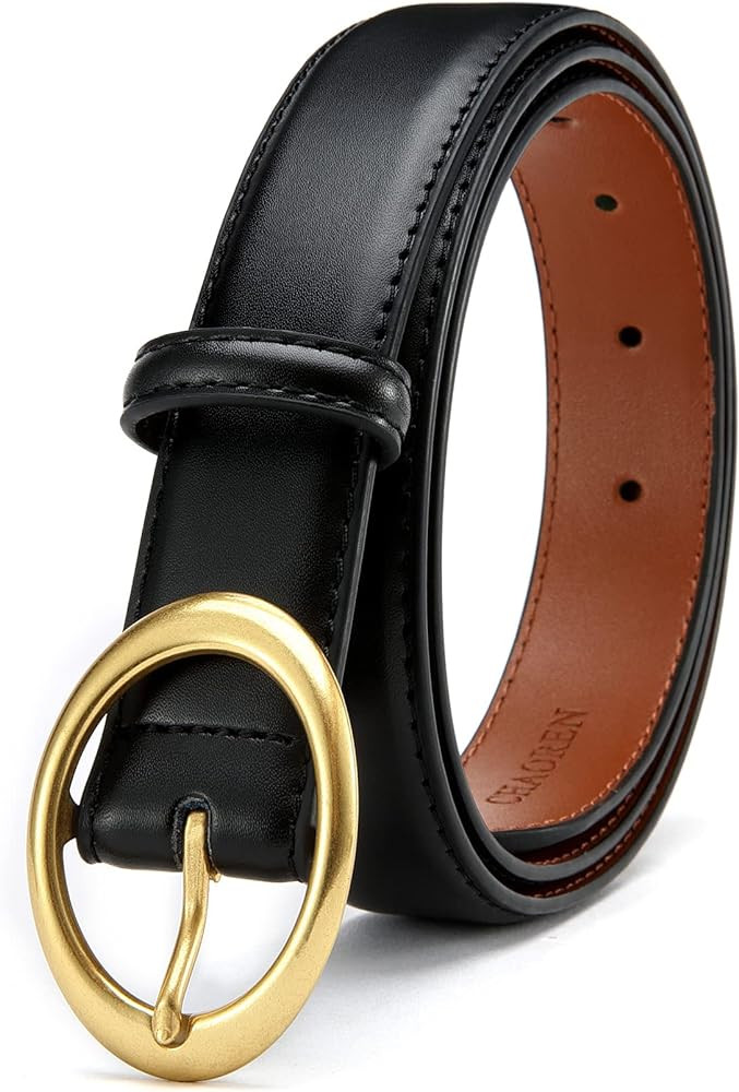 CHAOREN Womens Belts for Jeans - Womens Leather Belt with Gold Buckle - 1.15" Width Ladies Fashio... | Amazon (US)