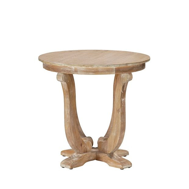 BROWN WASHED ROUND TOP ACCENT TABLE | Antique Farm House
