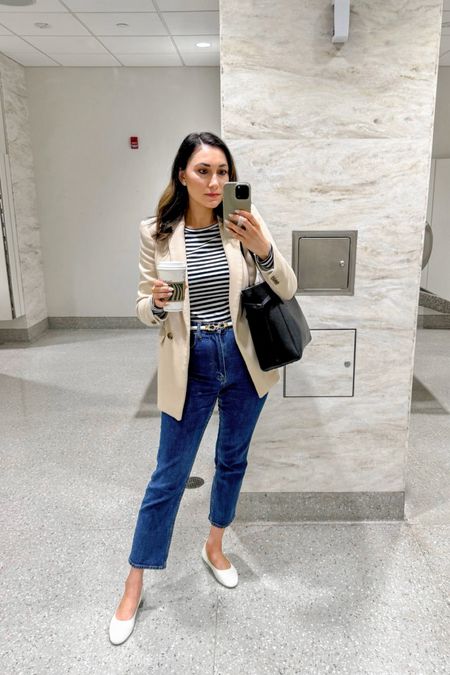My travel outfit 💙✈️

Tan blazer (linked similar) 
Striped top (linked similar)
High waisted jeans size 27 curve love reg length, should of got long length 
Allbirds natural white size 7, slightly loose but wouldn’t size down 

Travel outfit 
Everyday outfit 
Weekend outfit 
Casual outfit 



#LTKItBag #LTKTravel #LTKShoeCrush