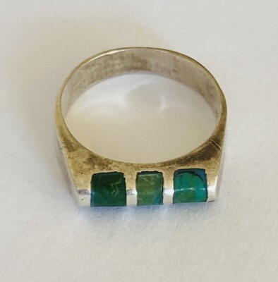 VINTAGE TAXCO MEXICO STERLING SILVER TURQUOISE BAR 3 STONE  RING SIZE 6 | eBay US
