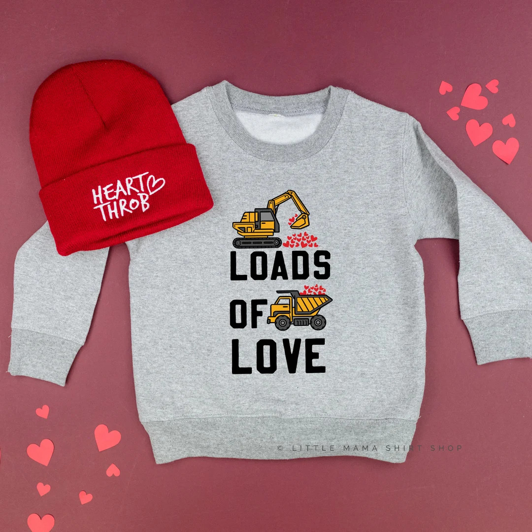 Loads of Love on Front Loader on Back Child Sweater Valentine Sweater Valentine Sweater for Kids ... | Etsy (US)