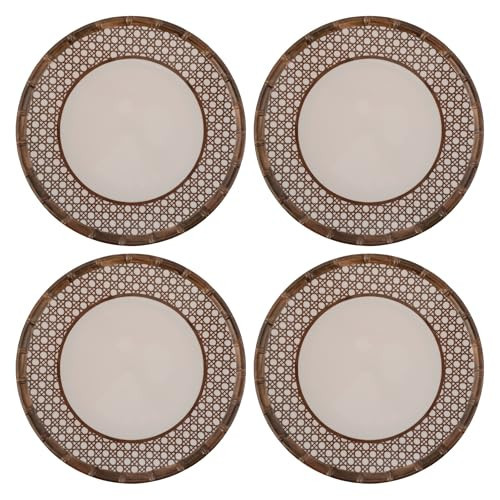 Karma, 10.75 inches Melamine Dinner Plates Set of 4, Reusable Dishwasher Safe Plates for Outdoor and Indoor, Bamboo | Amazon (US)