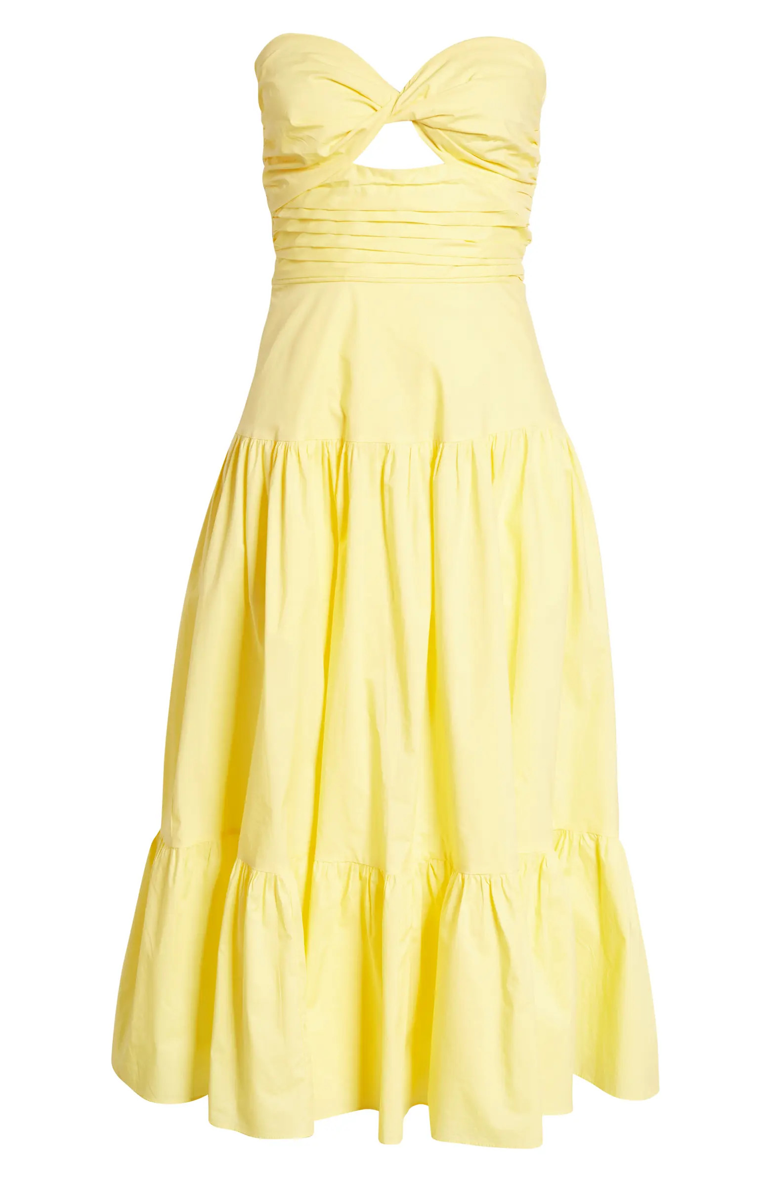 Strapless Cutout Cotton Midi Dress | Nordstrom