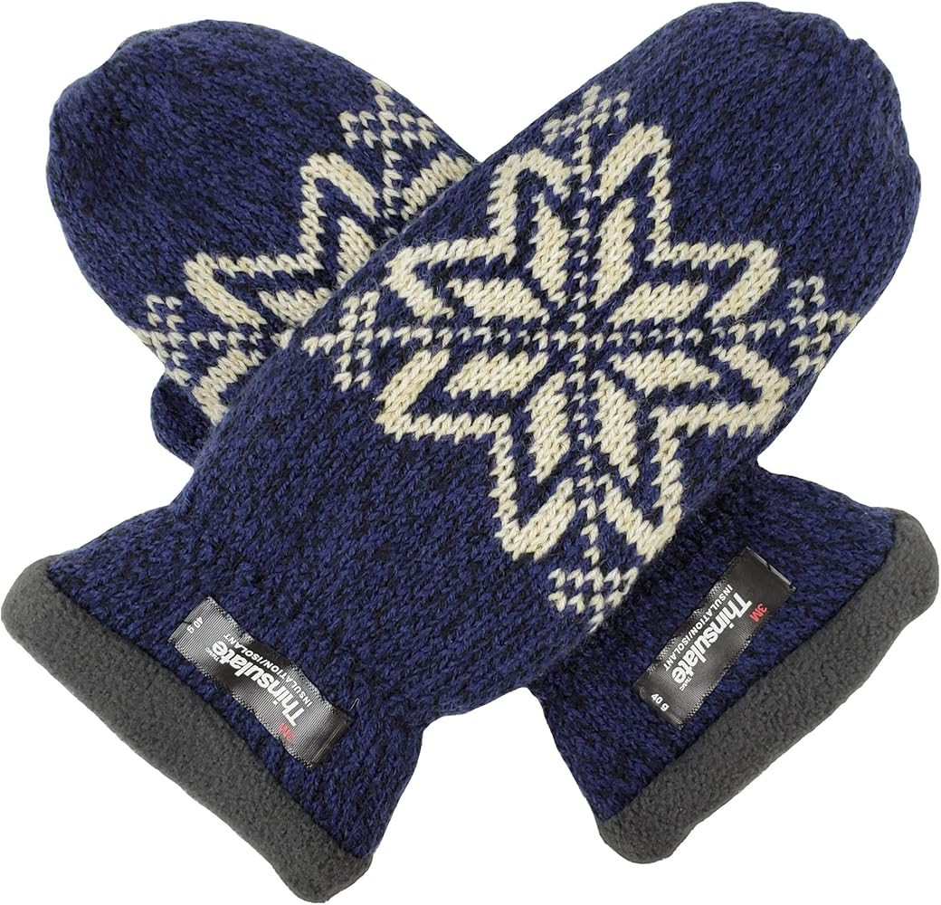 BRUCERIVER Women Snowflake Knit Mittens with Warm Thinsulate Fleece Lining | Amazon (US)
