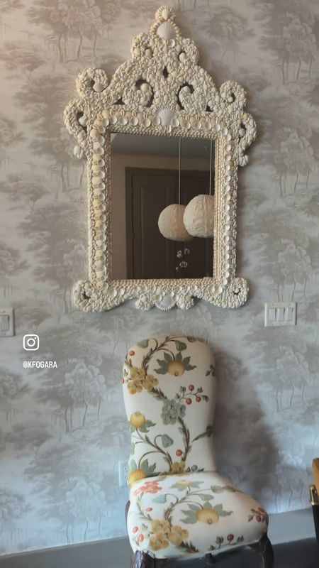 A subtle warm gray toile removable wallpaper that’s perfect for an accent wall! I used this temporary wallpaper behind my Frontgate shell mirror in between my kitchen and dining area in my apartment. 

#LTKhome #LTKstyletip #LTKVideo