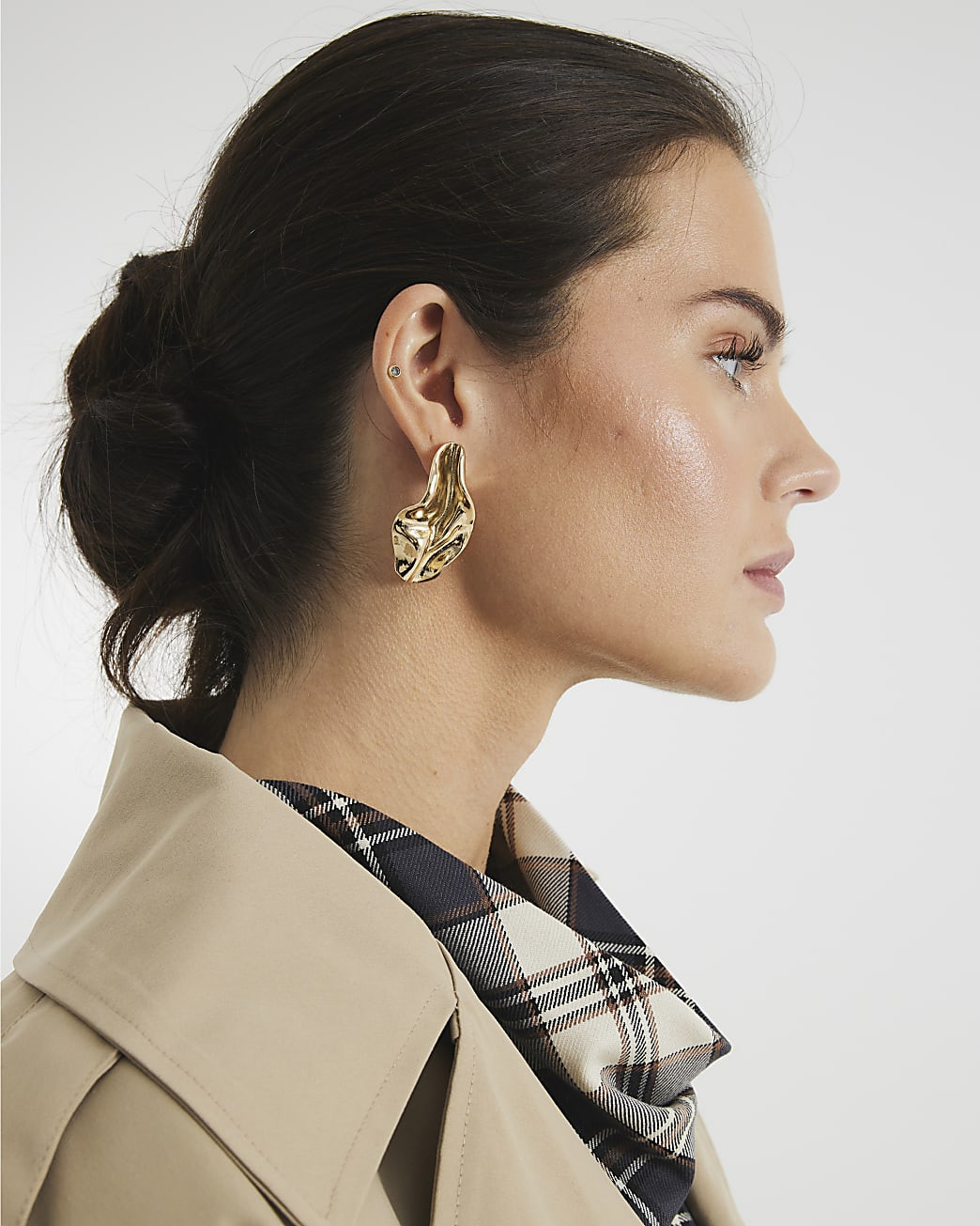 Gold Molten Stud Earrings | River Island UK & IE