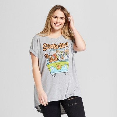 Women's Scooby-Doo Plus Size Short Sleeve Crew Neck T-shirt (Juniors') - Gray 1X | Target