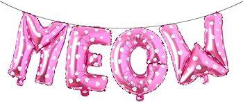 Cat Birthday Party Balloons - 16 Inch Multicolor Meow Letter Foil Balloons for Cat Birthday Party... | Amazon (US)