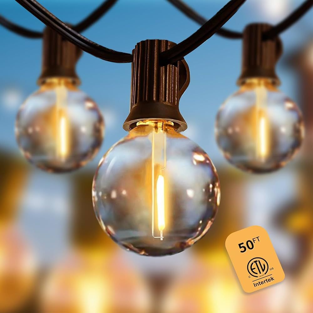 Yuusei String Lights for Outside, 50Ft Outdoor String Lights with 25+1 (Spare) Shatterproof Ediso... | Amazon (US)