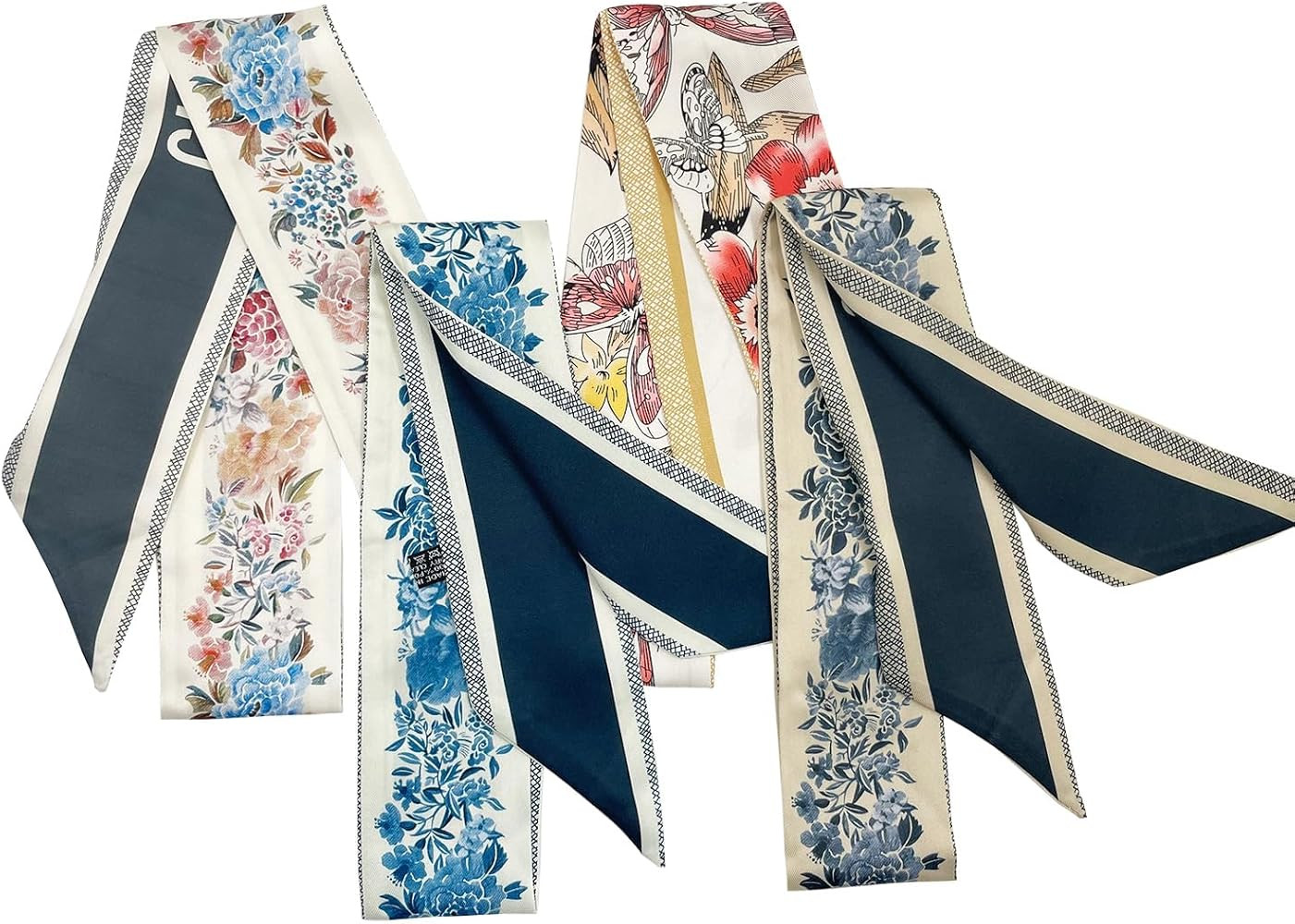 Lieseh Women 4PCS Mulberry Silk Feeling Hair Neck Scarf 38in Silk Scarf Handbag Scarf | Amazon (US)