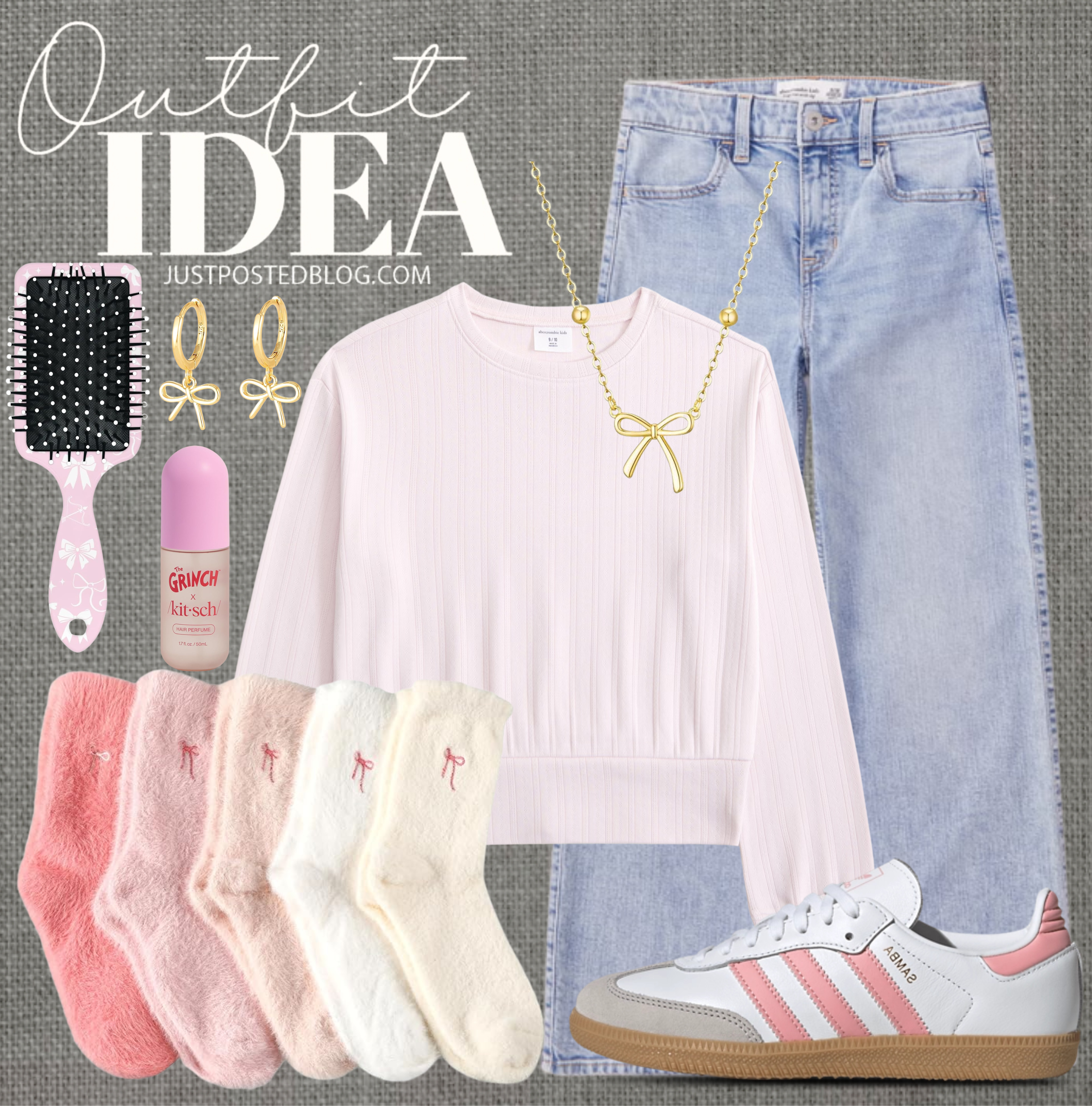 Cute bow and pink outfit for tween/teens!! 

 