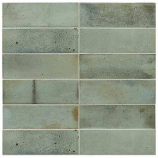 Antiek Green 2.58 in. x 7.9 in. Glossy Ceramic Subway Wall and Floor Tile (5.38 sq. ft./case) (38... | The Home Depot