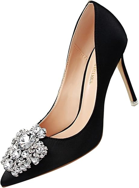 Women's Low Cut Front Stiletto Ladies Pointed Toe High Heels Party Sandals Office Pumps Wedding D... | Amazon (UK)