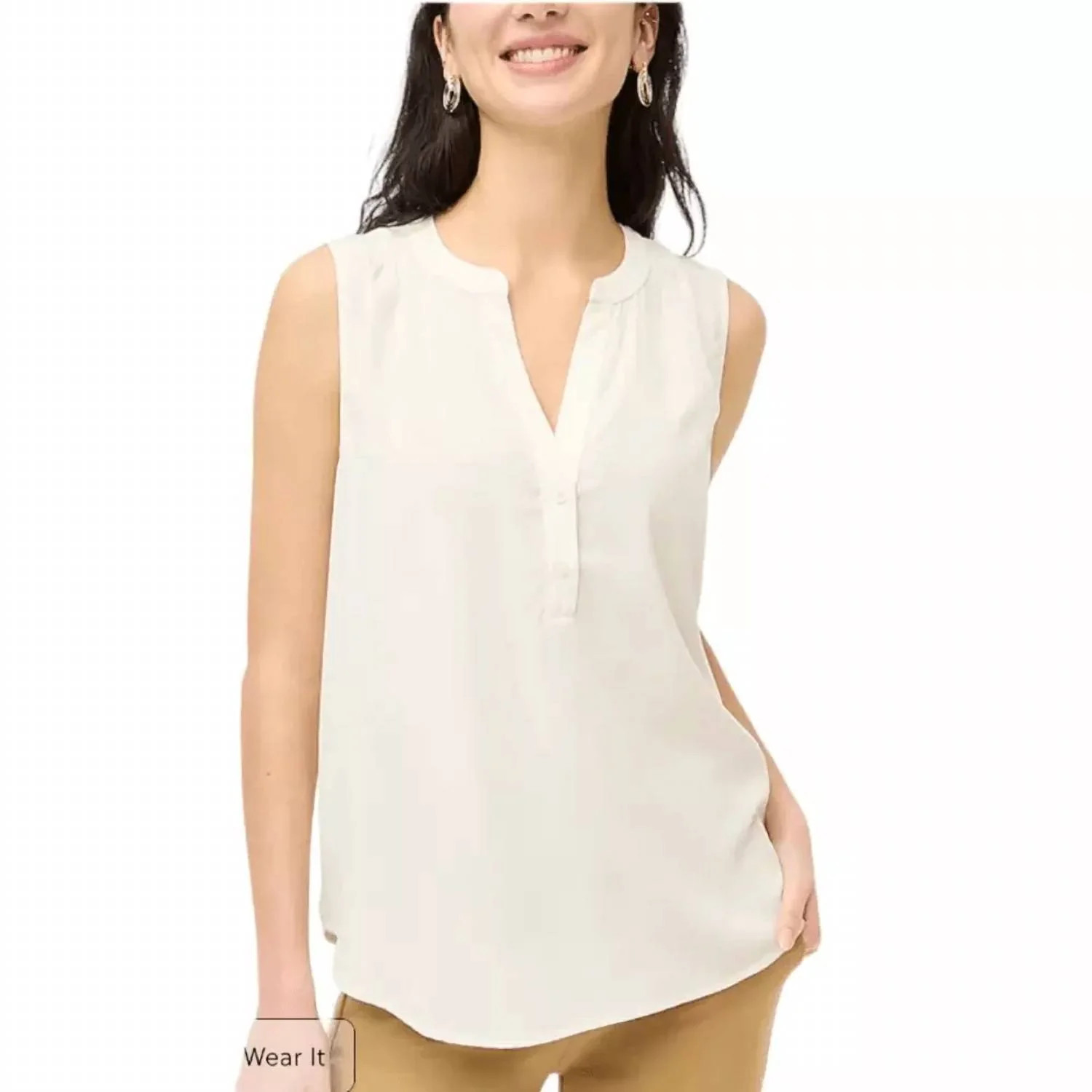 Popover Sleeveless V Neck Blouse In Ivory | Shop Simon