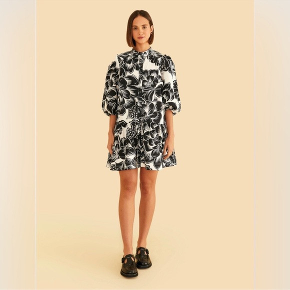 Farm Rio Off-White Chita Woodcut Organic Cotton Mini Dress | Poshmark