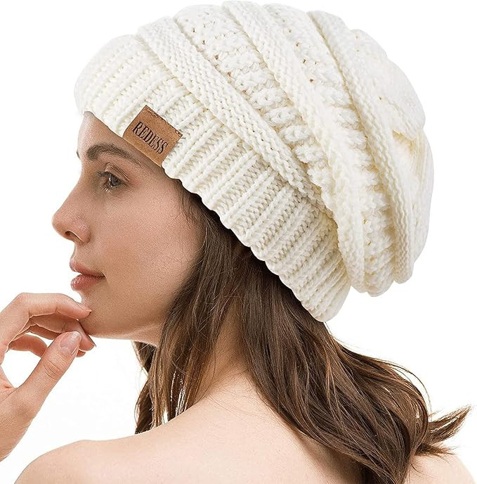 REDESS Slouchy Beanie Hat for Men and Women Winter Warm Chunky Soft Oversized Cable Knit Cap | Amazon (US)
