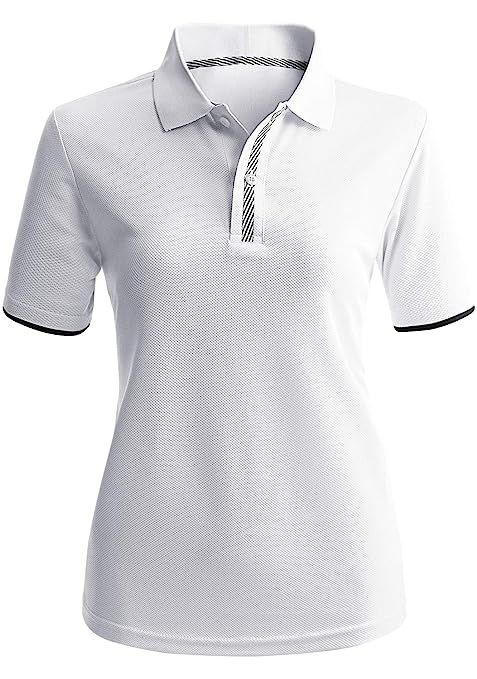 CLOVERY Women's Active Wear Quick Drying Short Sleeve 2-Button Active Polo Shirt | Amazon (US)